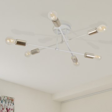 Prisadený luster CAMBRIDGE 6xE27/15W/230V mosadz/biela
