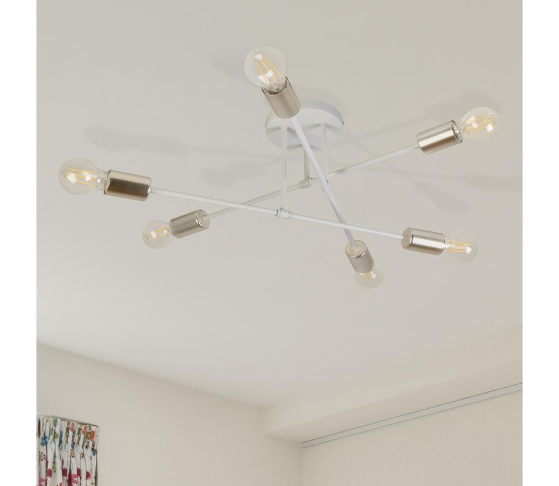 Prisadený luster CAMBRIDGE 6xE27/15W/230V mosadz/biela W-2022/6 SAND+GO MAT