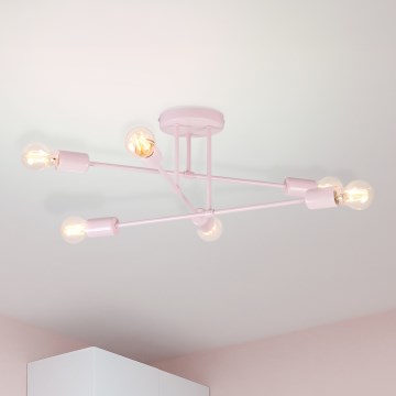 Prisadený luster CAMBRIDGE 6xE27/15W/230V ružový