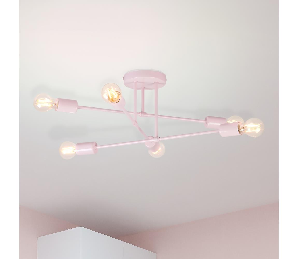 Prisadený luster CAMBRIDGE 6xE27/15W/230V ružový W-2022/6 LPK