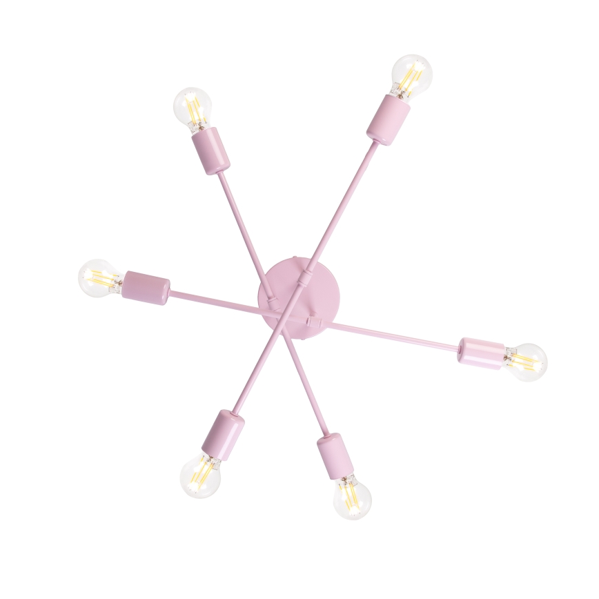 Prisadený luster CAMBRIDGE 6xE27/15W/230V ružový
