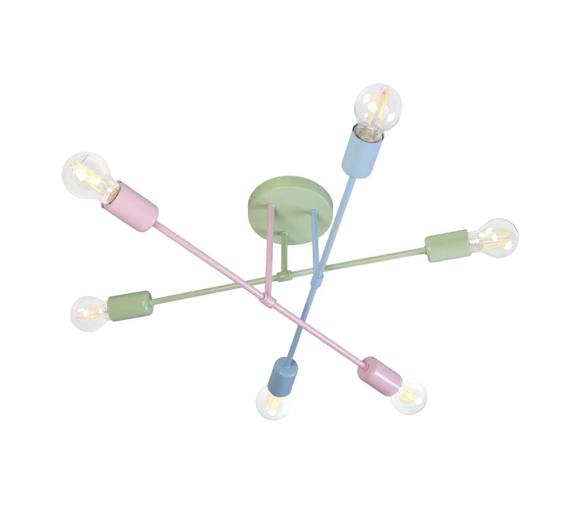 Prisadený luster CAMBRIDGE 6xE27/15W/230V zelená/modrá/ružová W-2022/6 MIX III