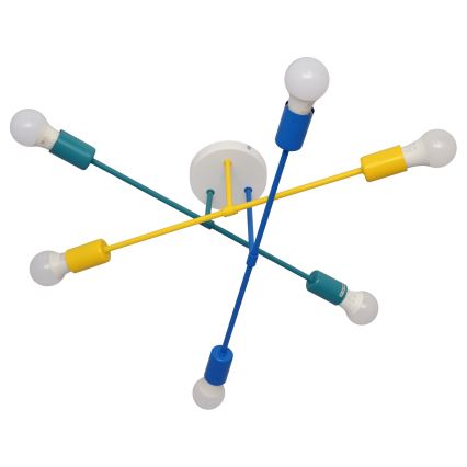 Prisadený luster CAMBRIDGE 6xE27/20W/230V modrá/žltá