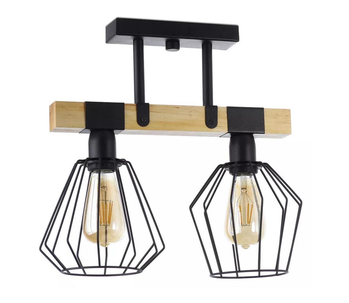 Prisadený luster CAMEROON 2xE27/60W/230V čierna/drevo 15609-cl441-aba0102-ct0000