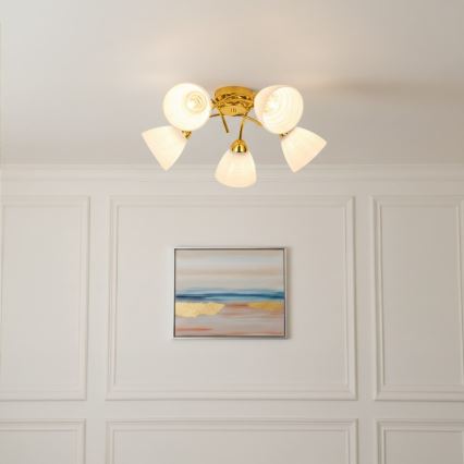 Prisadený luster CLARA 5xE27/15W/230V zlatý