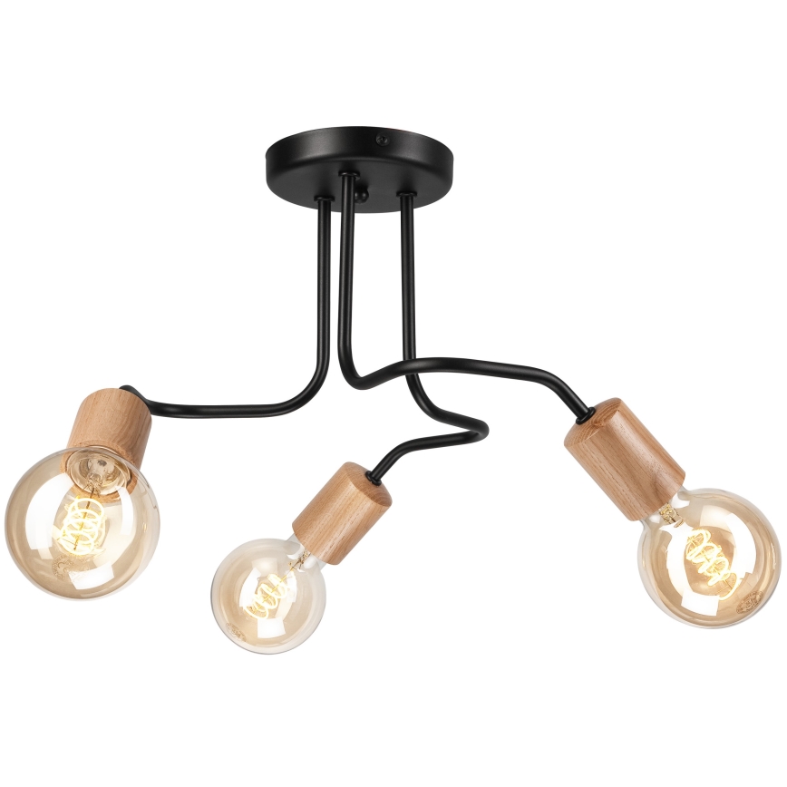 Prisadený luster CONOR 3xE27/60W/230V dub/čierna