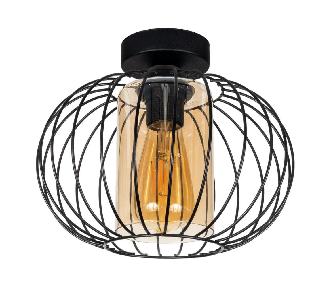 HEXE Prisadený luster CORRINI 1xE27/60W/230V pr. 25 cm čierna/béžová