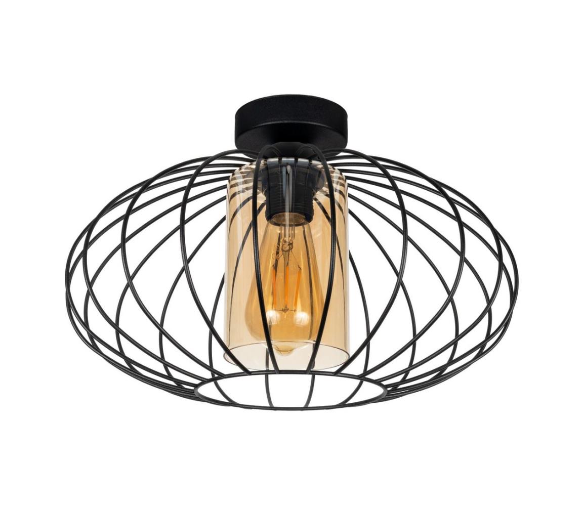 HEXE Prisadený luster CORRINI 1xE27/60W/230V pr. 34 cm čierna/béžová 0207