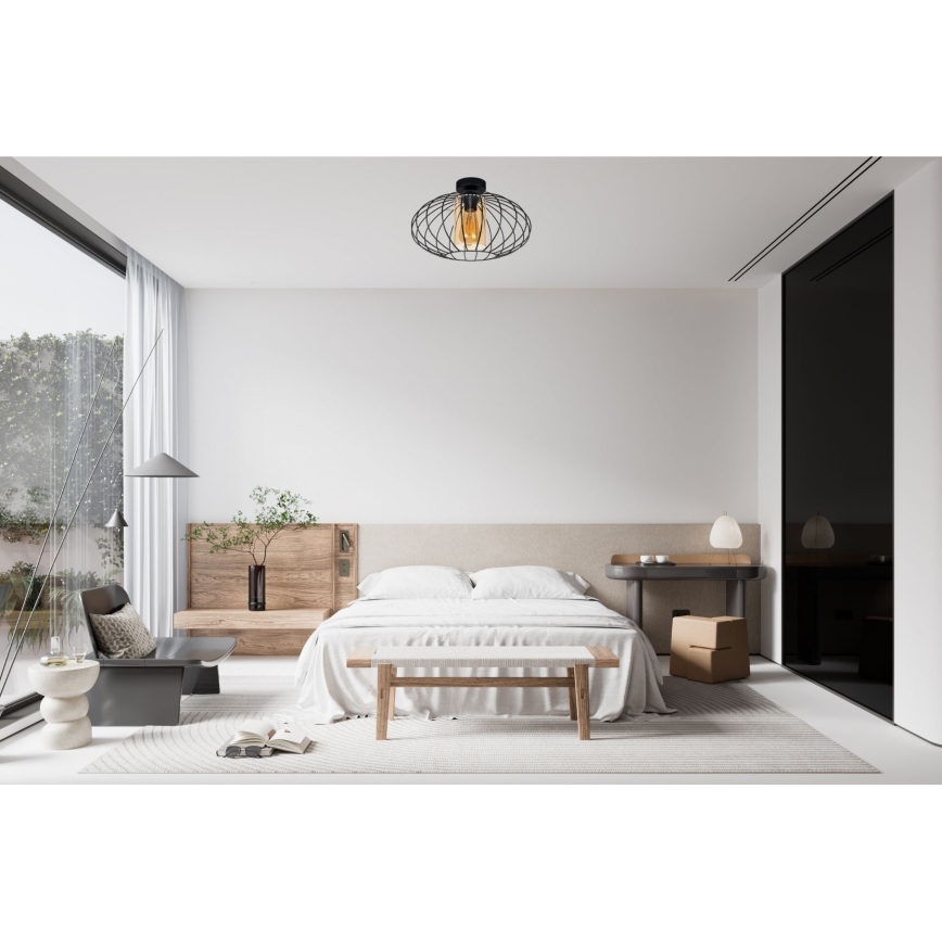 Prisadený luster CORRINI 1xE27/60W/230V pr. 34 cm čierna/béžová