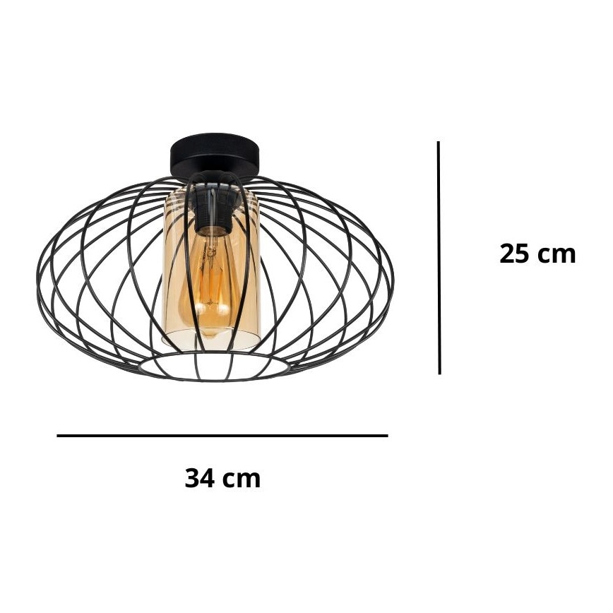 Prisadený luster CORRINI 1xE27/60W/230V pr. 34 cm čierna/béžová