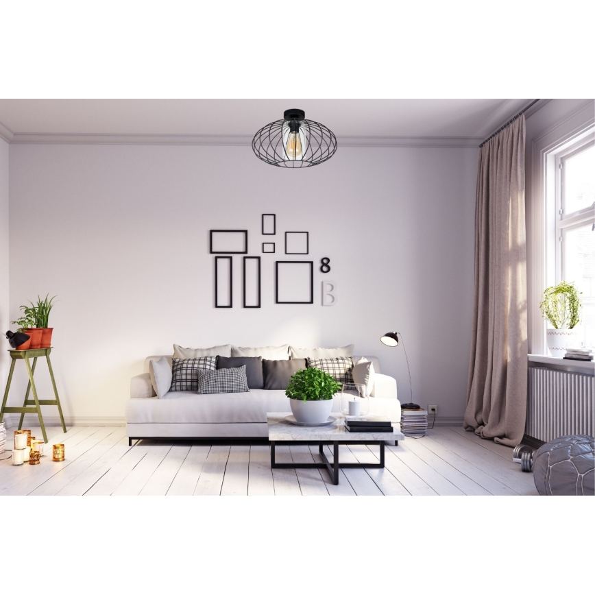 Prisadený luster CORRINI 1xE27/60W/230V pr. 34 cm čierna/číra