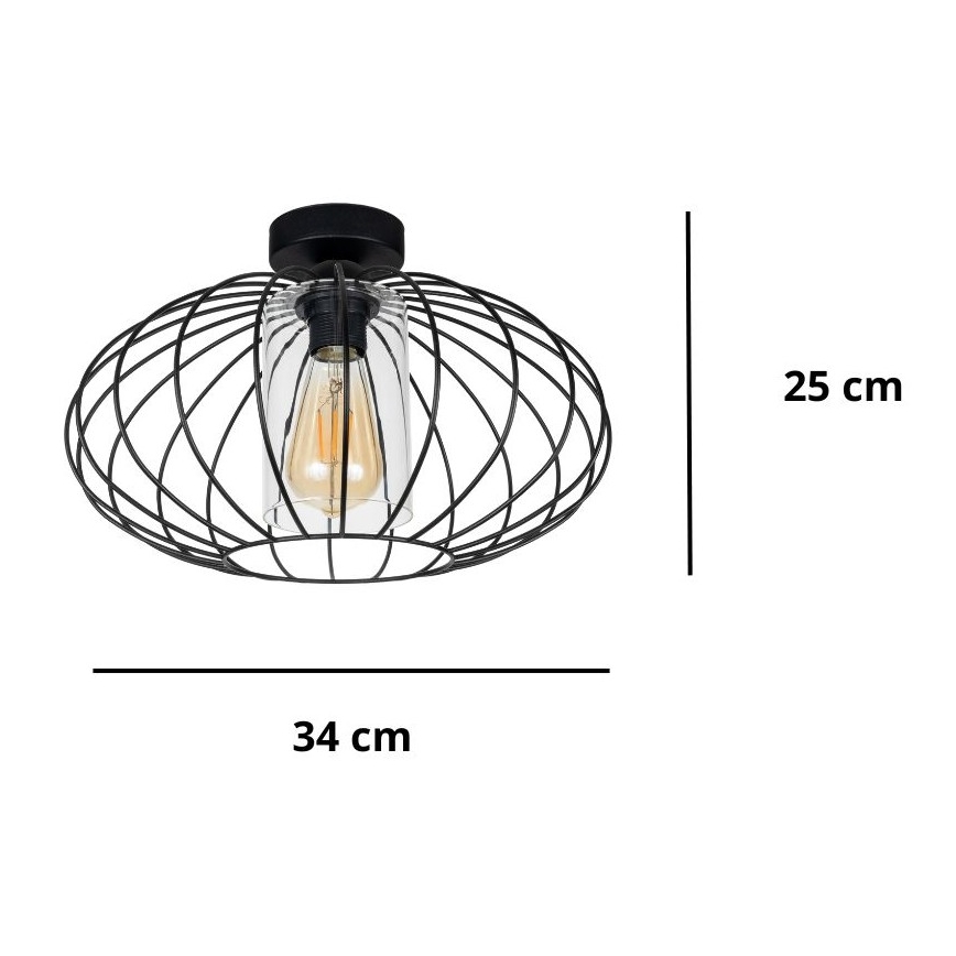 Prisadený luster CORRINI 1xE27/60W/230V pr. 34 cm čierna/číra