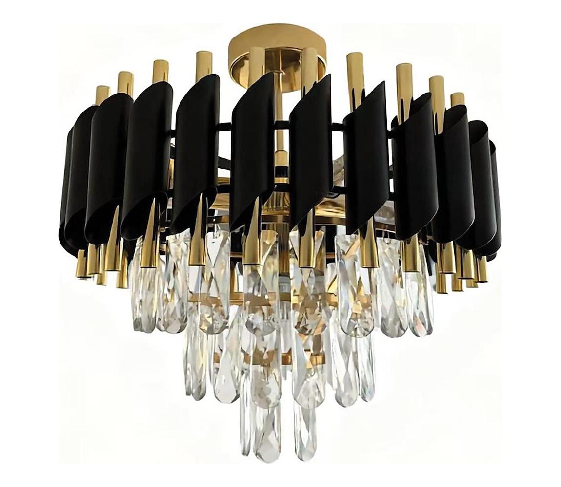 Prisadený luster CRISTAL 5xE14/10W/230V priemer 38 cm čierna/zlatá ML2562