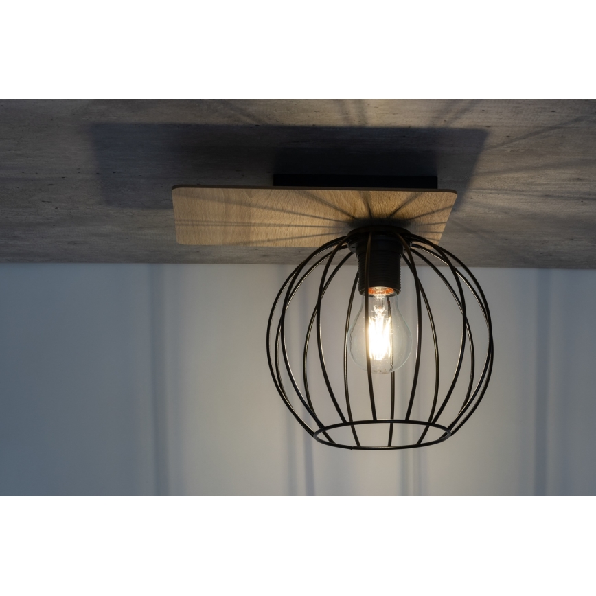 Prisadený luster CYBER 1xE27/60W/230V drevo/čierna