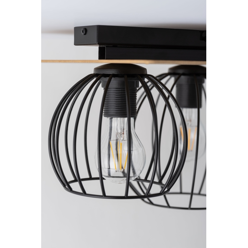 Prisadený luster CYBER 2xE27/60W/230V drevo/čierna