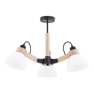 Prisadený luster DANTONA 3xE27/15W/230V čierna/béžová