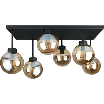 Prisadený luster DEA 6xE14/60W/230V čierna/dymová béžová