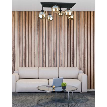 Prisadený luster DEA 6xE14/60W/230V čierna/dymová béžová