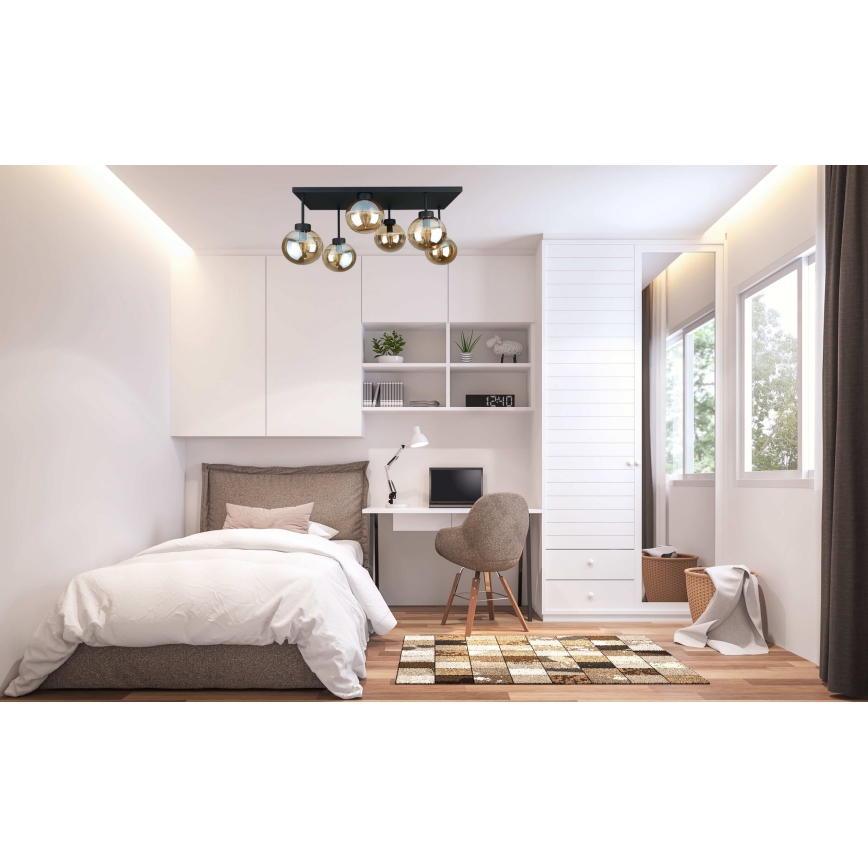 Prisadený luster DEA 6xE14/60W/230V čierna/dymová béžová