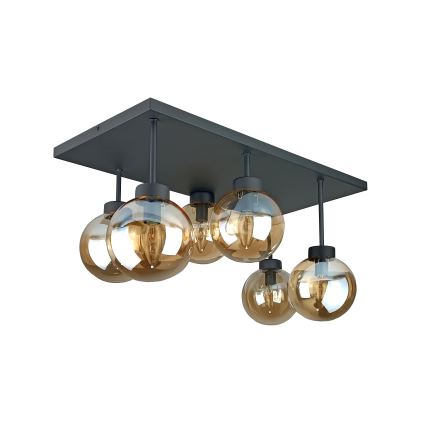 Prisadený luster DEA 6xE14/60W/230V čierna/dymová béžová