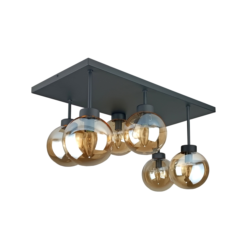 Prisadený luster DEA 6xE14/60W/230V čierna/dymová béžová