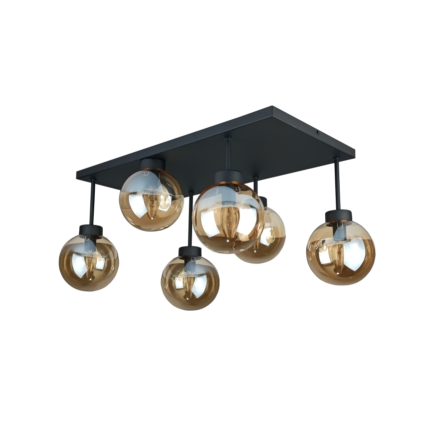 Prisadený luster DEA 6xE14/60W/230V čierna/dymová béžová