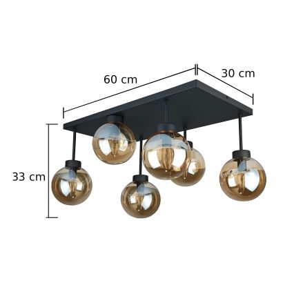 Prisadený luster DEA 6xE14/60W/230V čierna/dymová béžová