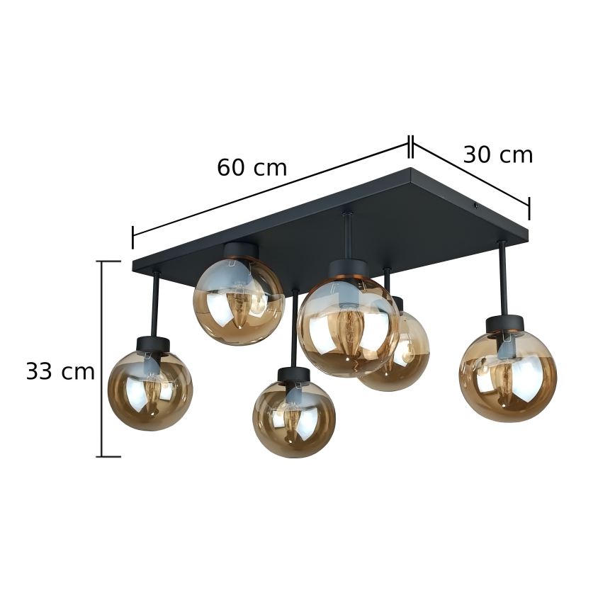 Prisadený luster DEA 6xE14/60W/230V čierna/dymová béžová