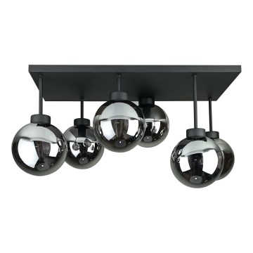 Prisadený luster DEA 6xE14/60W/230V čierna/dymová čierna
