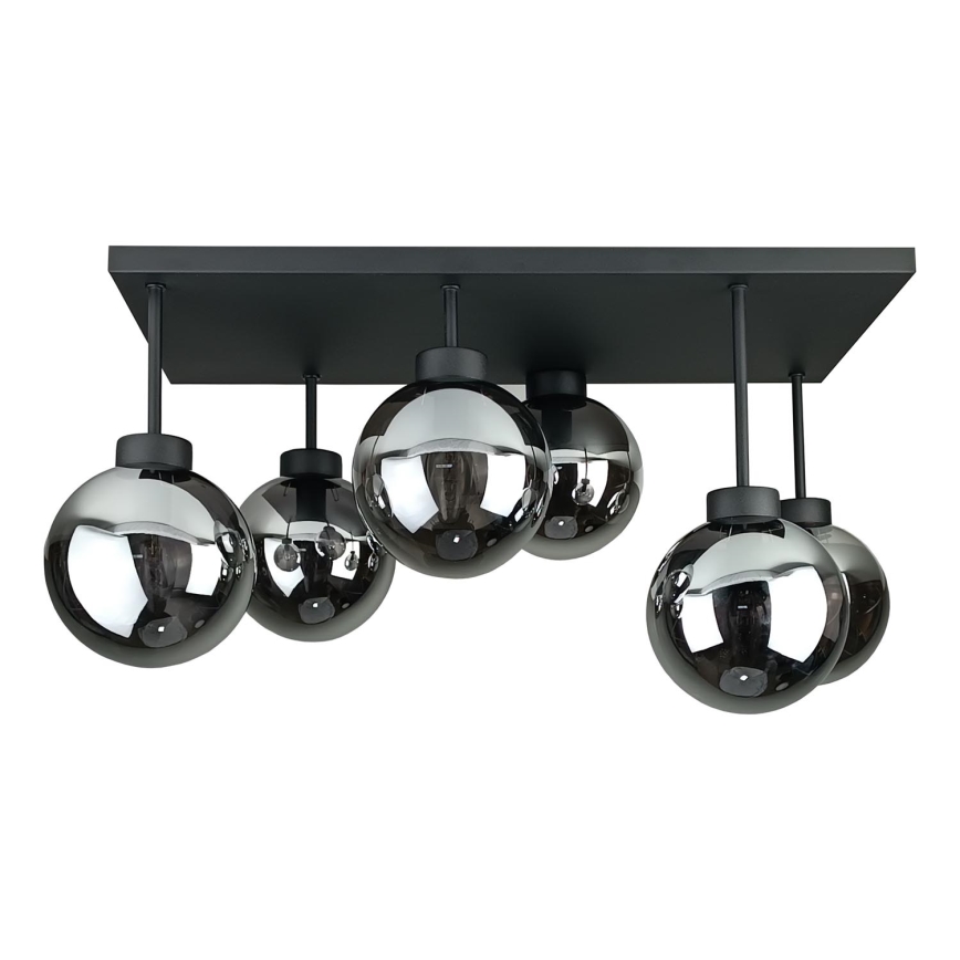 Prisadený luster DEA 6xE14/60W/230V čierna/dymová čierna