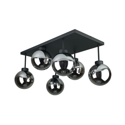 Prisadený luster DEA 6xE14/60W/230V čierna/dymová čierna
