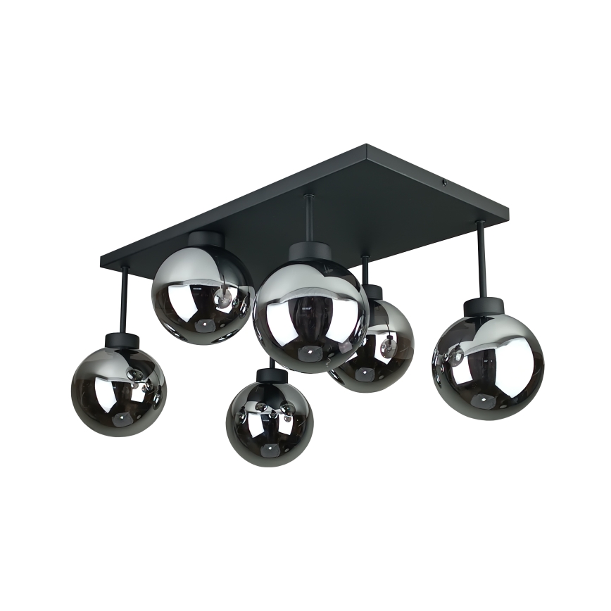 Prisadený luster DEA 6xE14/60W/230V čierna/dymová čierna