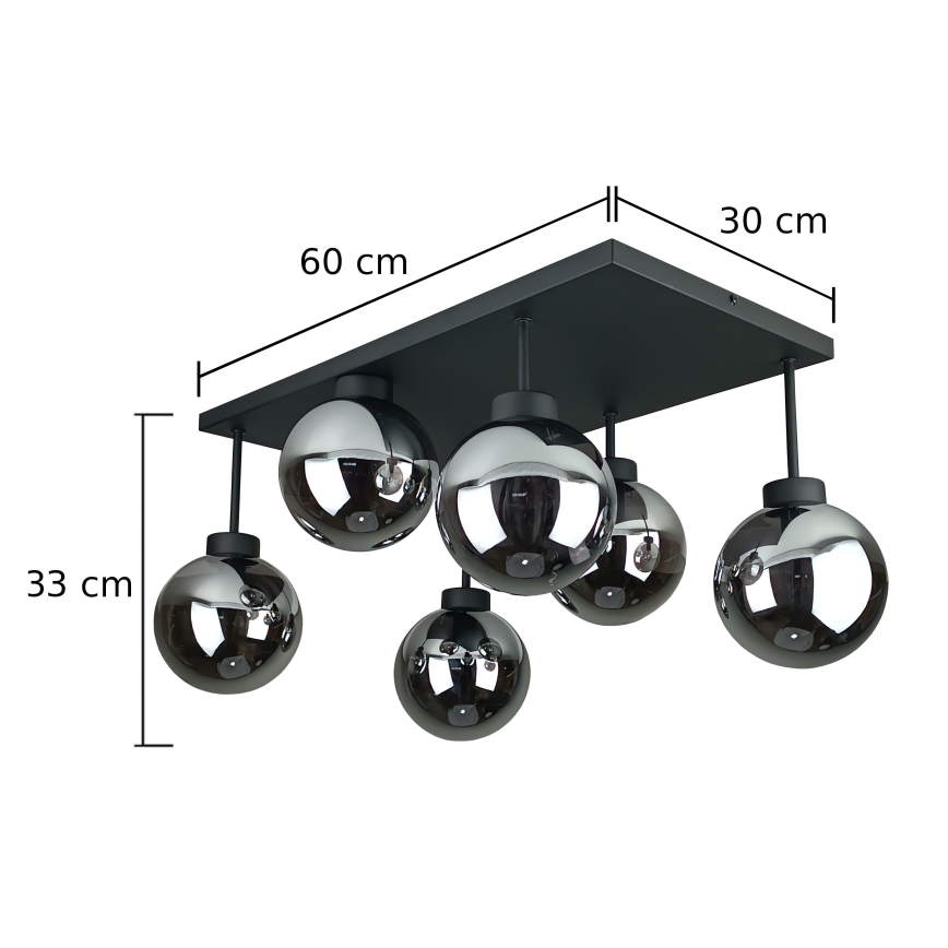 Prisadený luster DEA 6xE14/60W/230V čierna/dymová čierna