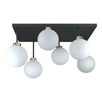 Prisadený luster DEA 6xE14/60W/230V čierna/zlatá/biela