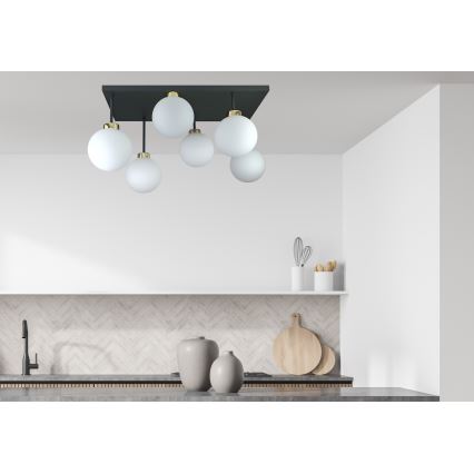 Prisadený luster DEA 6xE14/60W/230V čierna/zlatá/biela
