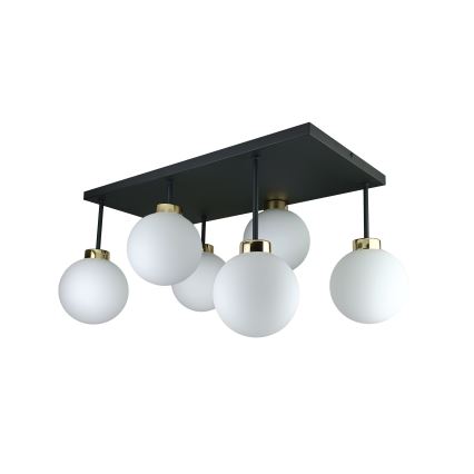 Prisadený luster DEA 6xE14/60W/230V čierna/zlatá/biela