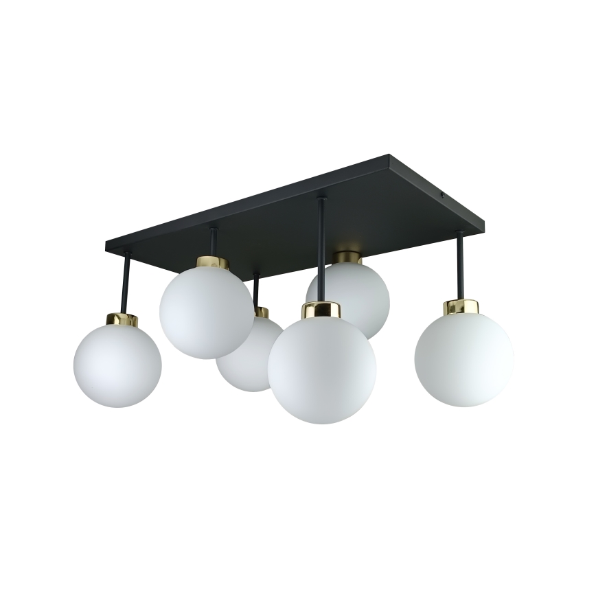 Prisadený luster DEA 6xE14/60W/230V čierna/zlatá/biela