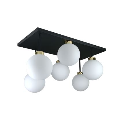 Prisadený luster DEA 6xE14/60W/230V čierna/zlatá/biela