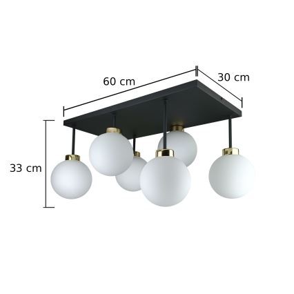 Prisadený luster DEA 6xE14/60W/230V čierna/zlatá/biela