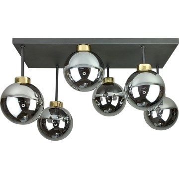 Prisadený luster DEA 6xE14/60W/230V čierna/zlatá/dymová čierna