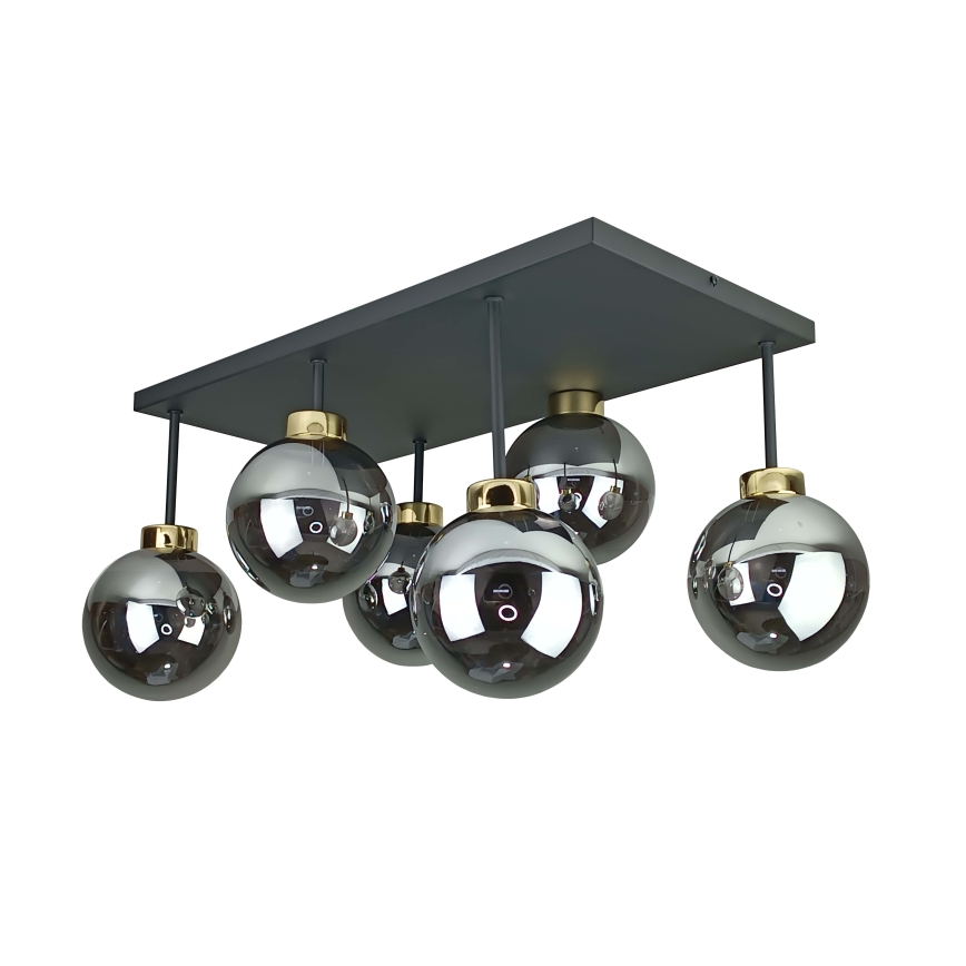 Prisadený luster DEA 6xE14/60W/230V čierna/zlatá/dymová čierna