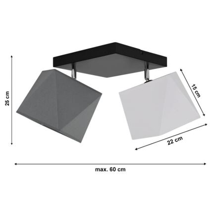 Prisadený luster DIAMENT 2xE27/60W/230V bielošedý