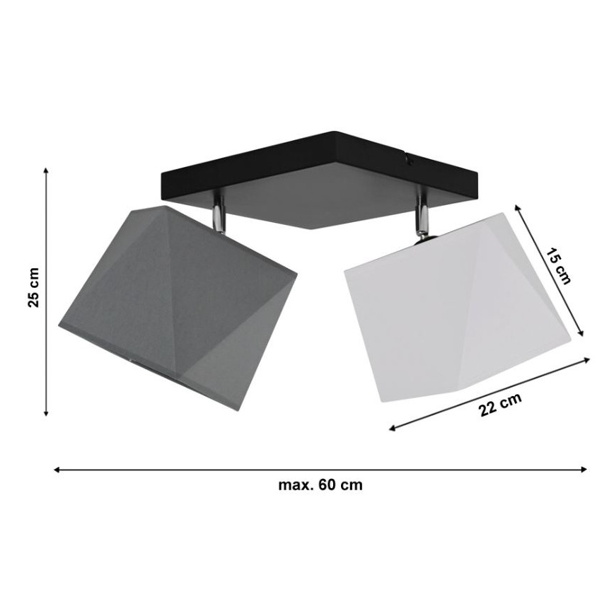 Prisadený luster DIAMENT 2xE27/60W/230V bielošedý