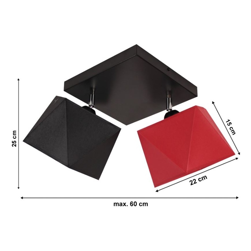 Prisadený luster DIAMENT 2xE27/60W/230V čierno-červená