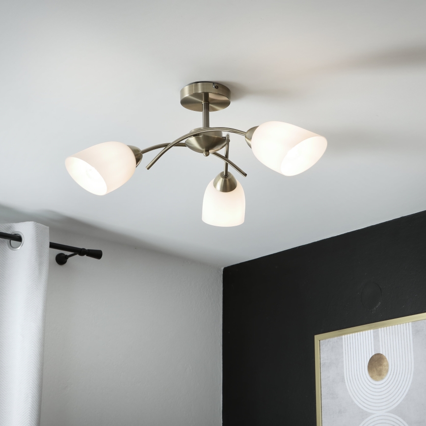 Prisadený luster DONNA 3xE27/60W/230V patina