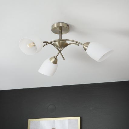 Prisadený luster DONNA 3xE27/60W/230V patina