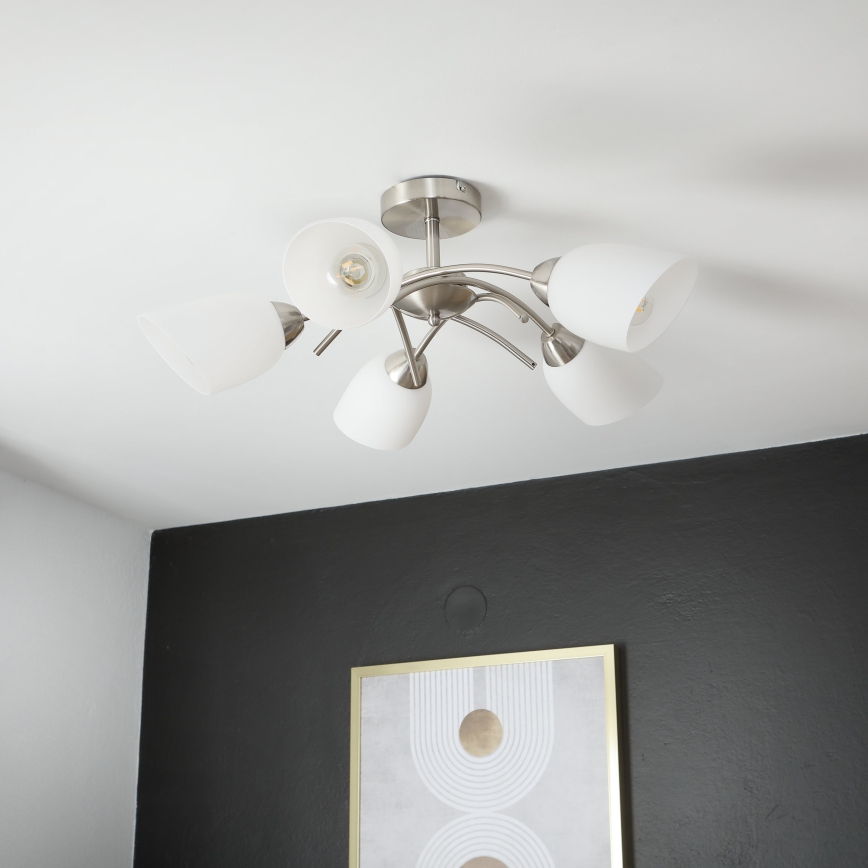 Prisadený luster DONNA 5xE27/60W/230V nikel