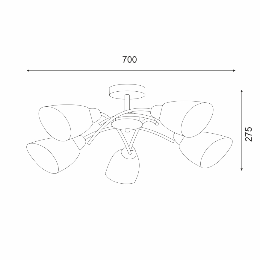 Prisadený luster DONNA 5xE27/60W/230V nikel