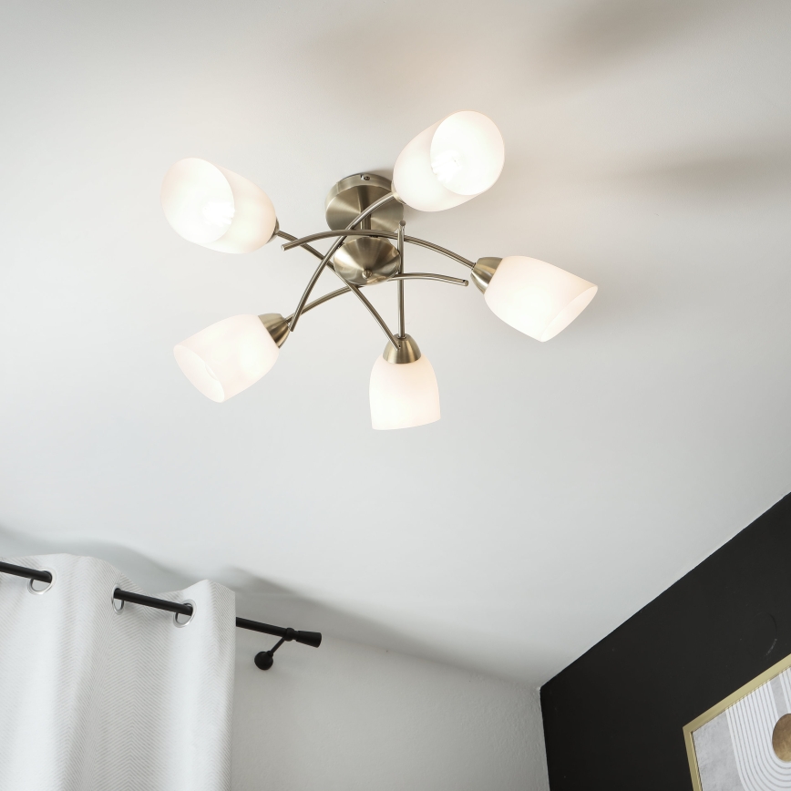 Prisadený luster DONNA 5xE27/60W/230V patina