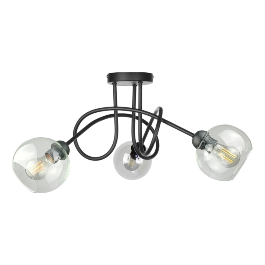 Prisadený luster EVIE 3xE27/60W/230V čierna/číra